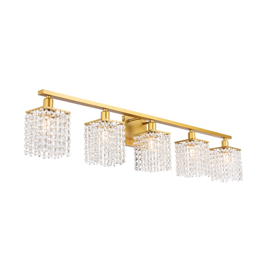 Phineas 5 light Brass and Clear Crystals wall sconce. Picture 5