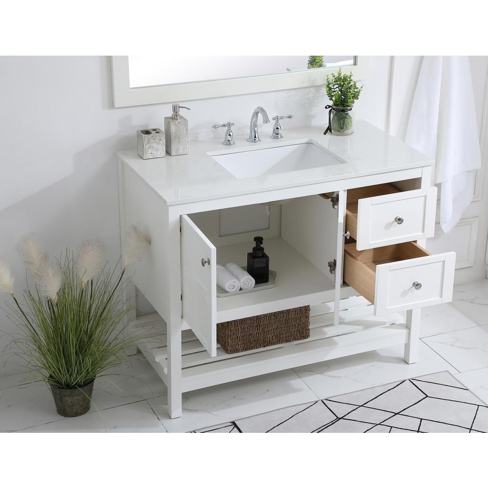 42 inch Single Bathroom Vanity in White. Picture 3