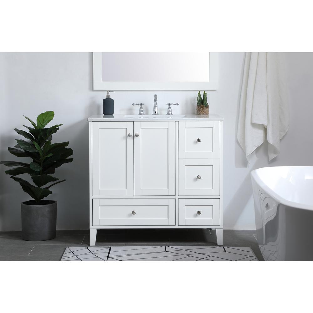 36 inch Single Bathroom Vanity in White. Picture 14