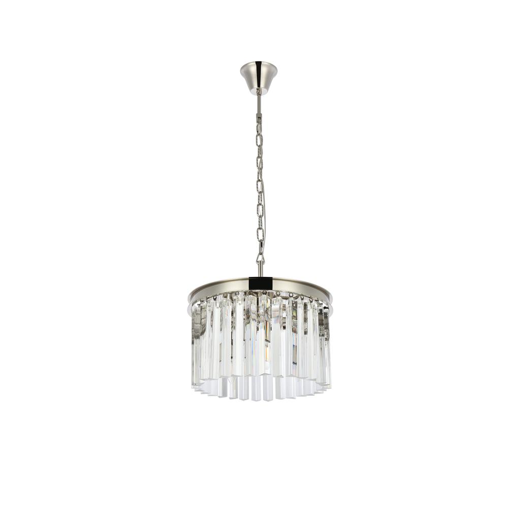 Sydney 3 light polished nickel Pendant Clear Royal Cut Crystal. Picture 6