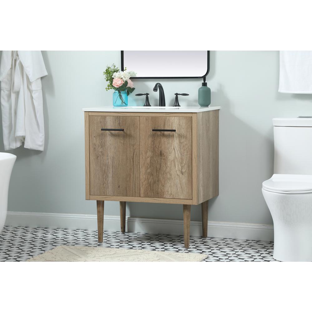 30 inch Single bathroom vanity in natural oak. Picture 2