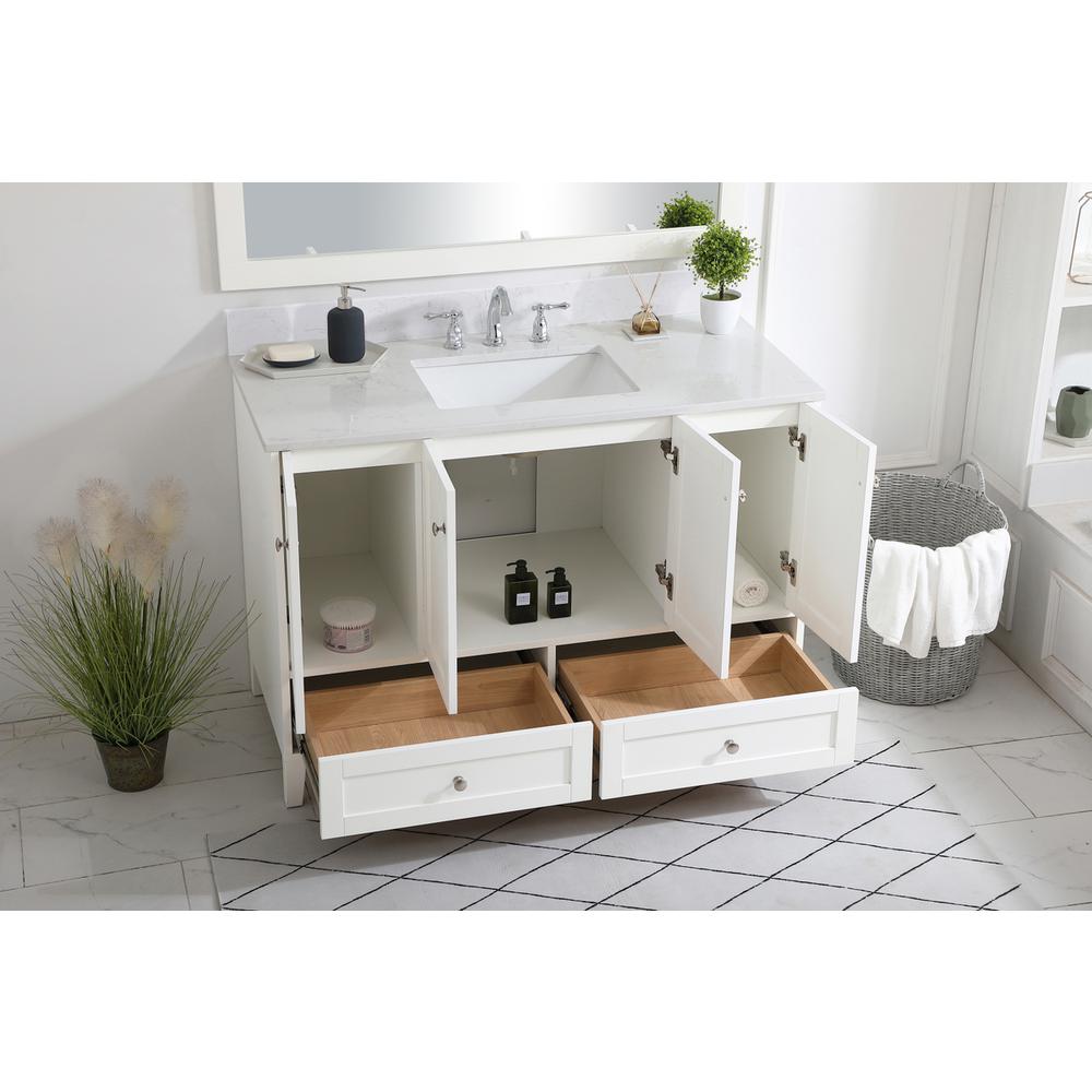 48 inch Single Bathroom Vanity in White with Backsplash. Picture 3