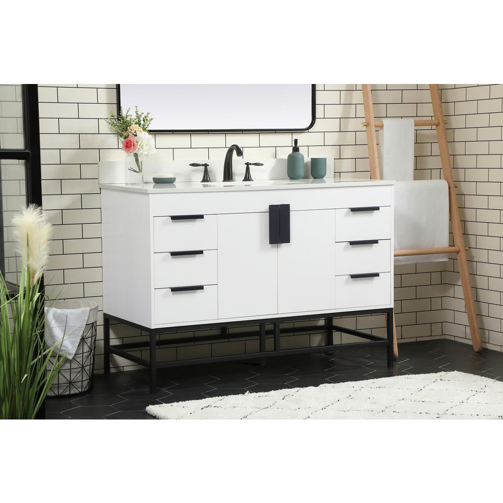 48 inch Single bathroom vanity in white with backsplash. Picture 2