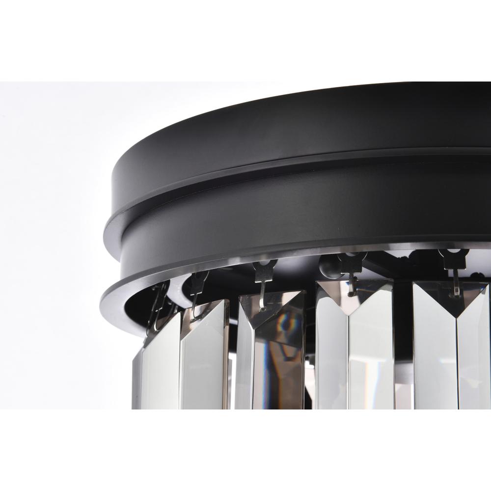 Sydney 3 light Matte Black Flush Mount Silver Shade (Grey) Royal Cut Crystal. Picture 4