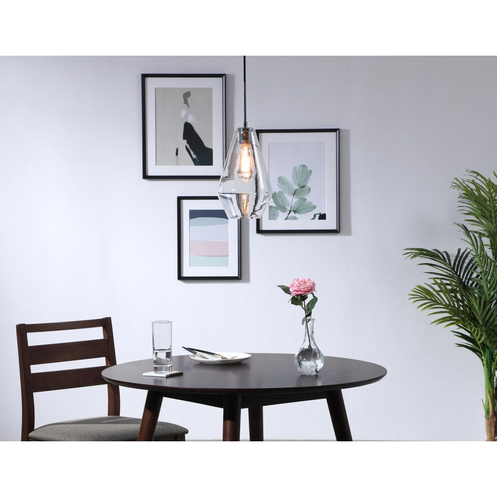 Gene 1 light Chrome and Clear glass pendant. Picture 14