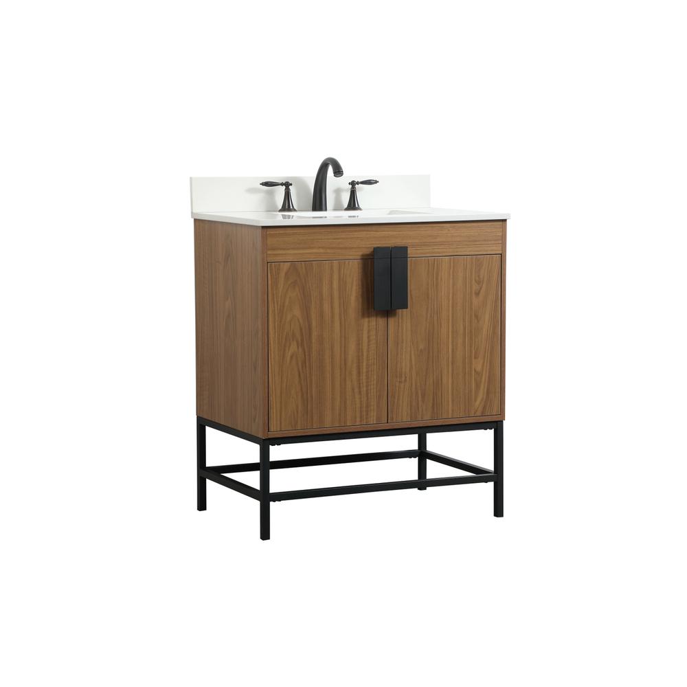 30 inch Single bathroom vanity in walnut brown with backsplash. Picture 7