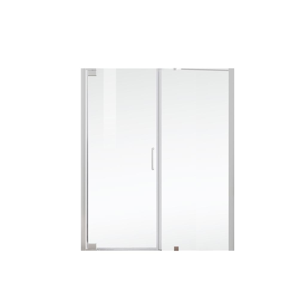 Semi-frameless hinged shower door 60 x 72 Polished Chrome. Picture 10