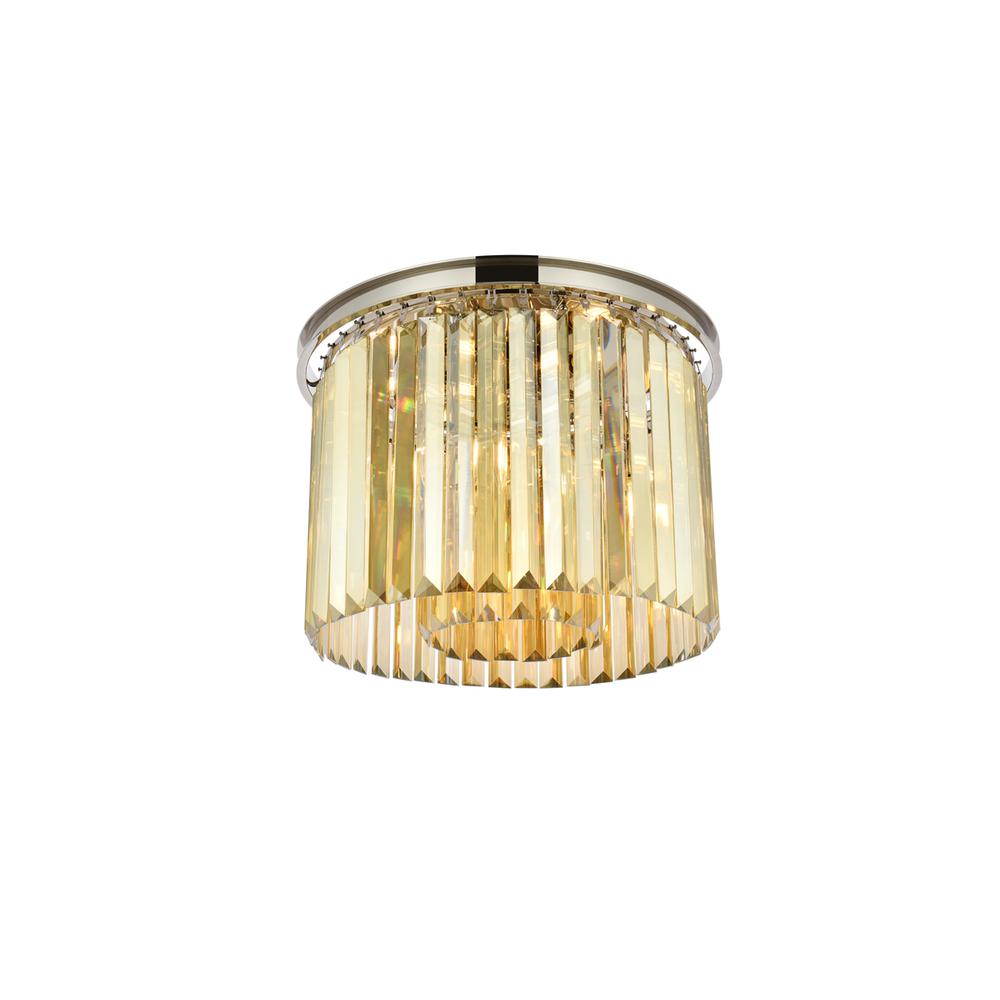 Sydney 6 light polished nickel Flush Mount Golden Teak (Smoky) Royal Cut Crystal. Picture 2