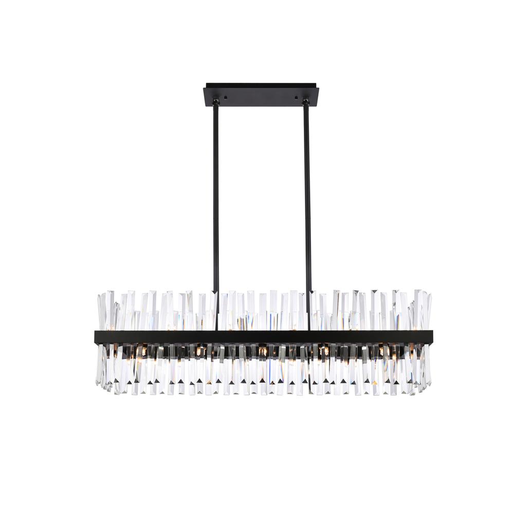 Serephina 42 inch crystal rectangle chandelier light in black. Picture 1