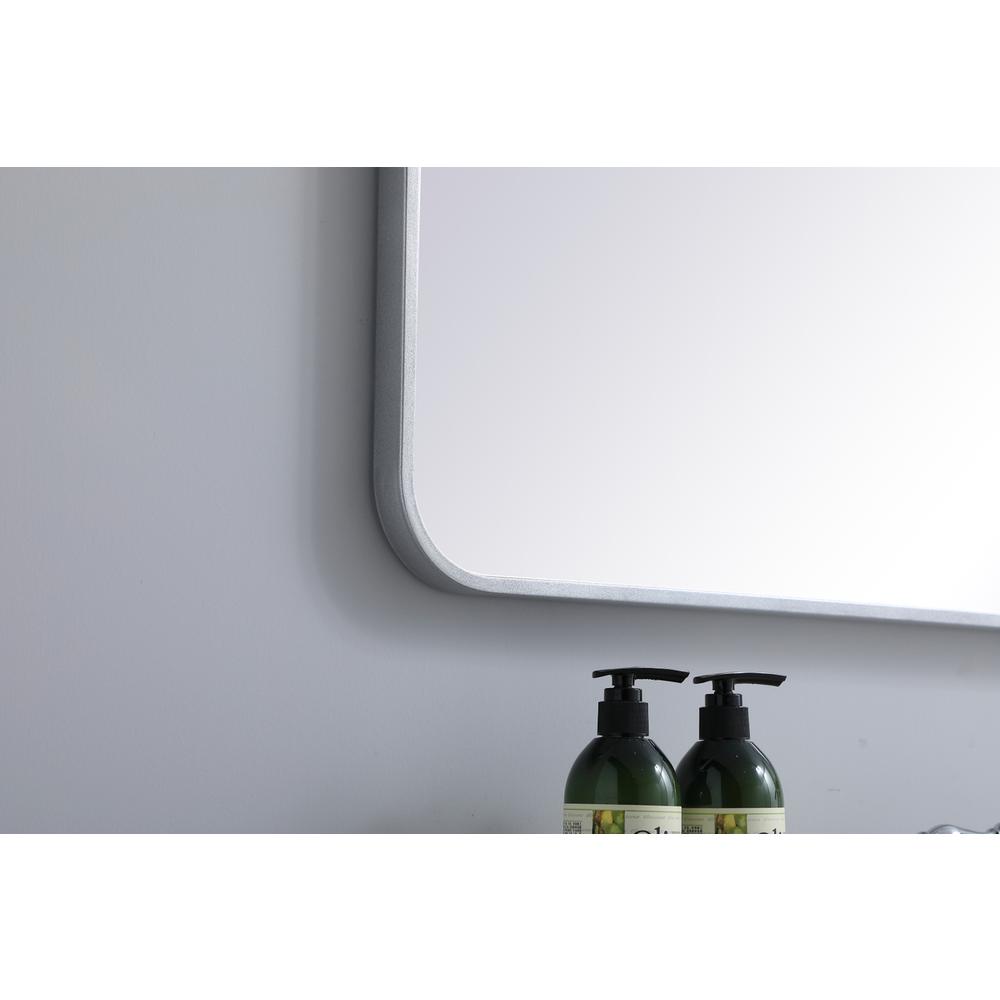 Soft corner metal rectangular mirror 27x40 inch in Silver. Picture 4
