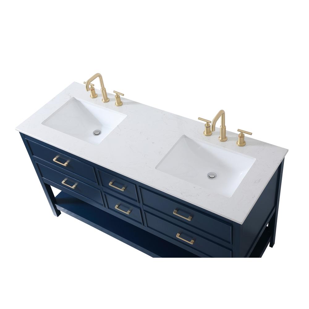 60 inch double bathroom vanity in blue. Picture 10