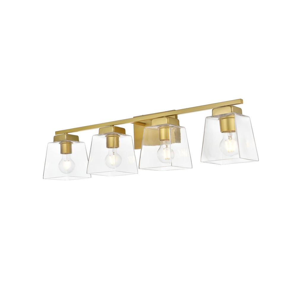 Merrick 4 light Brass and Clear Bath Sconce. Picture 2