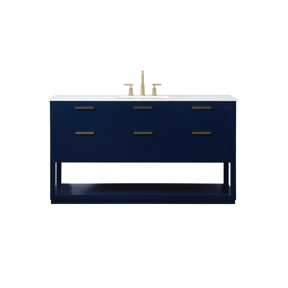 60 inch Single bathroom vanity in blue. Picture 1