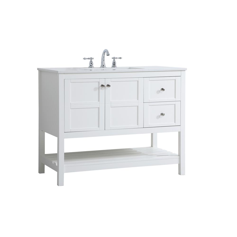 42 inch Single Bathroom Vanity in White. Picture 6