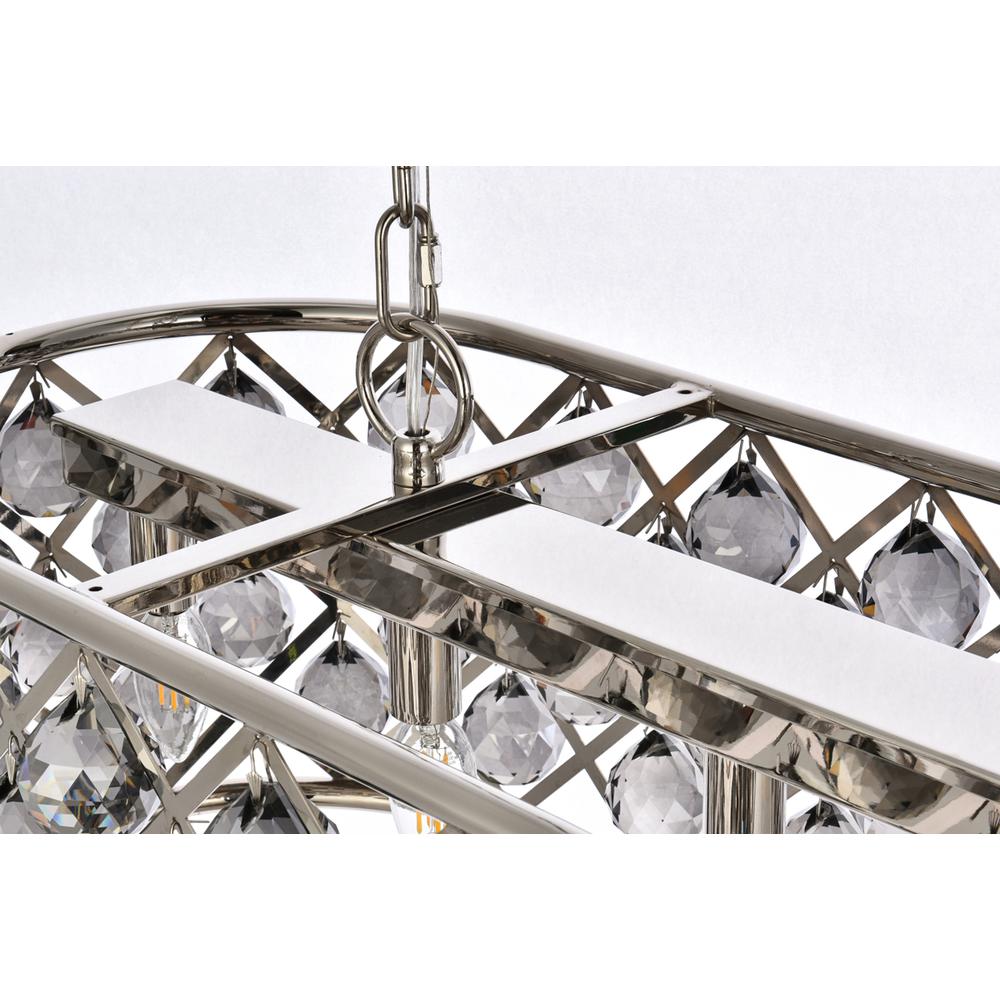 Madison 6 light polished Nickel Chandelier Silver Shade (Grey) Royal Cut Crystal. Picture 4