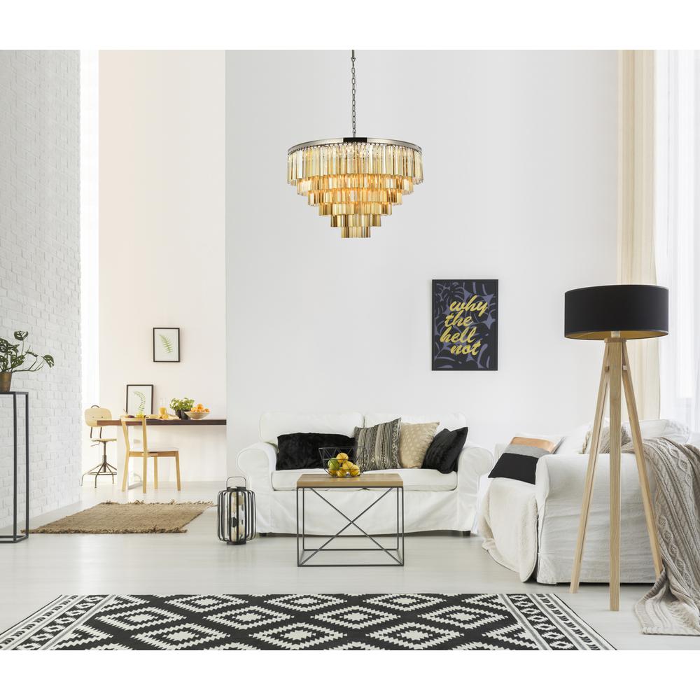 Sydney 33 light polished nickel Chandelier Golden Teak (Smoky) Royal Cut Crystal. Picture 7