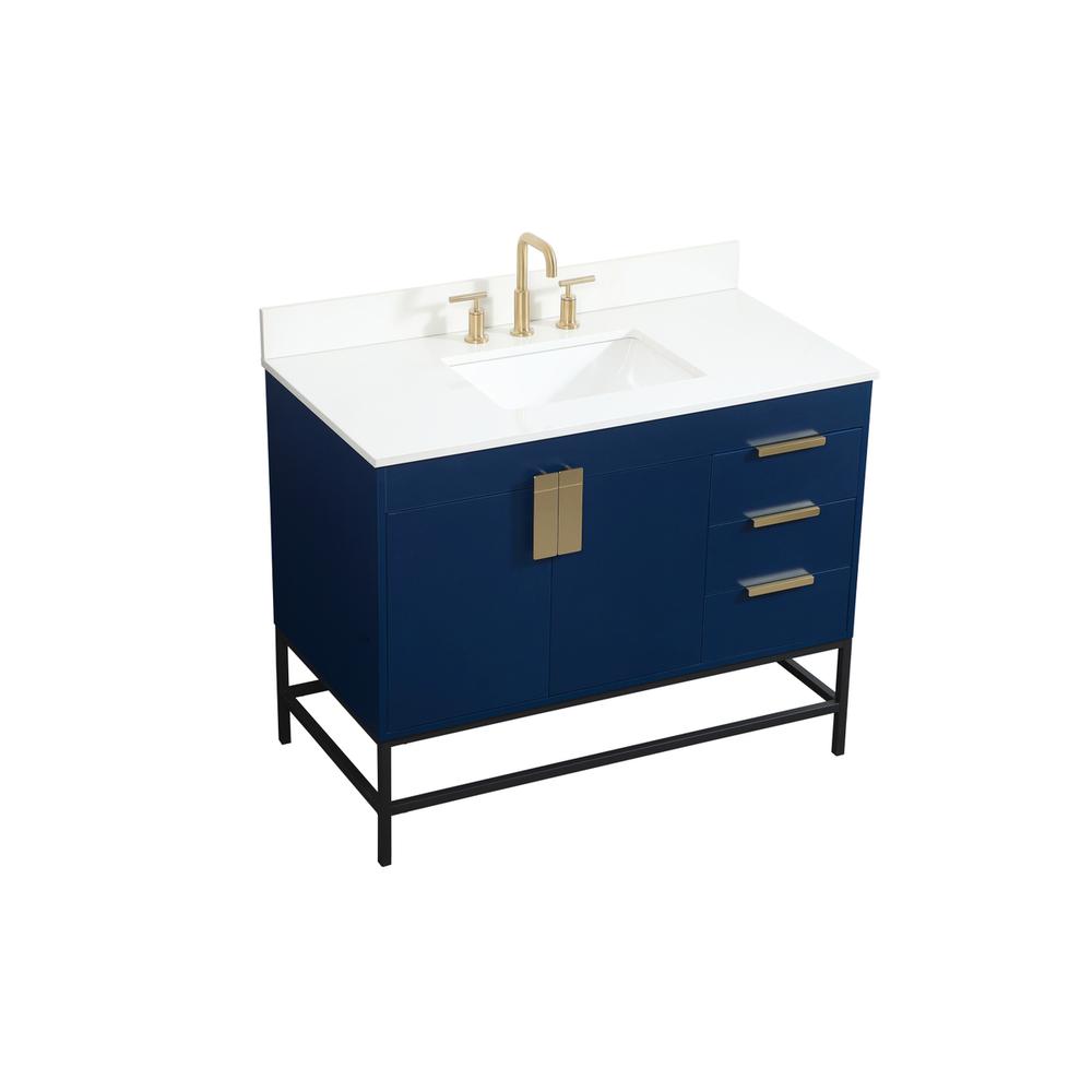 42 inch Single bathroom vanity in blue with backsplash. Picture 8