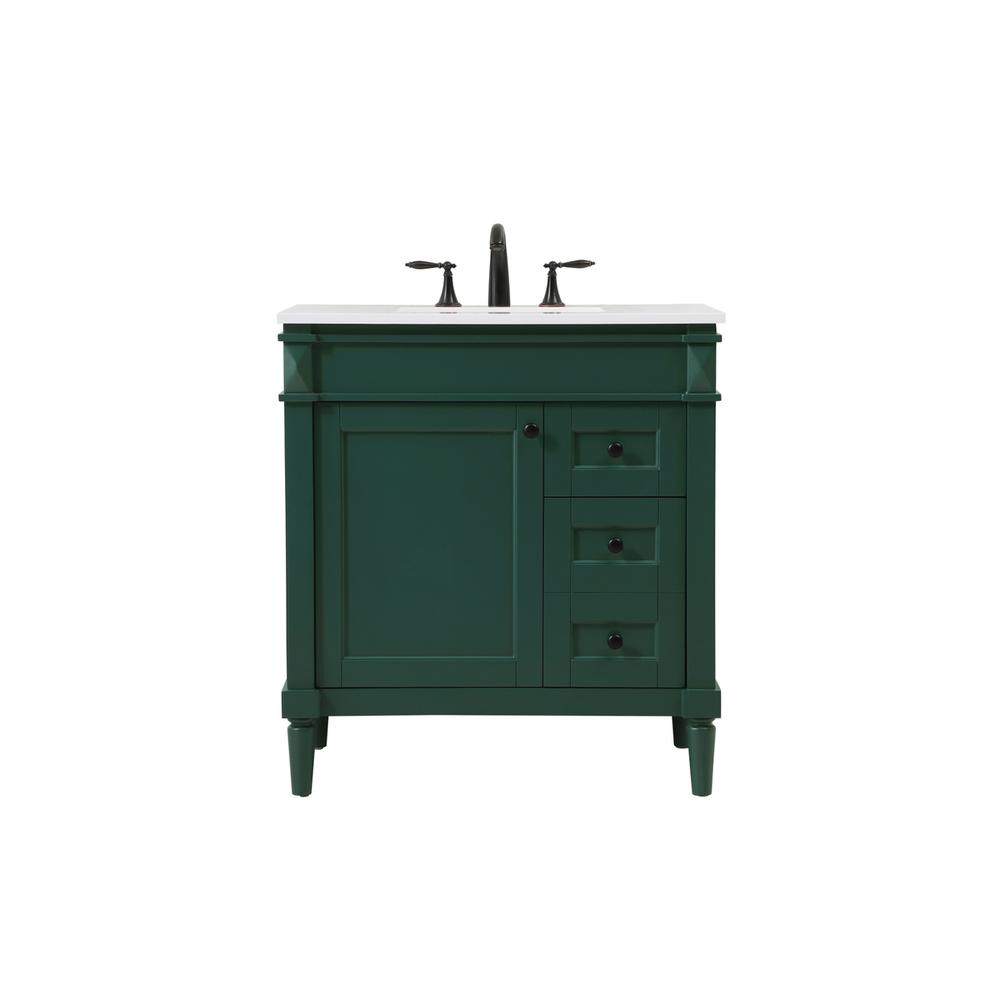 32 inch Single bathroom vanity in green. Picture 1