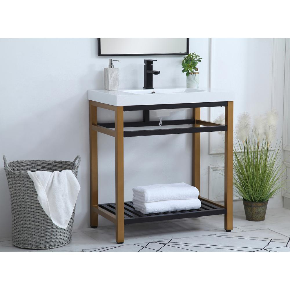 30 inch Single Bathroom Metal Vanity in Golden Black. Picture 2