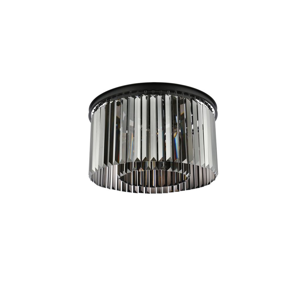 Sydney 8 light Matte Black Flush Mount Silver Shade (Grey) Royal Cut Crystal. Picture 6