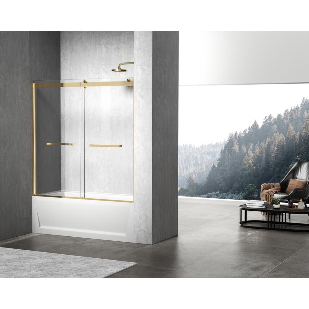 Frameless tub door 60 x 60 Brushed Gold. Picture 11