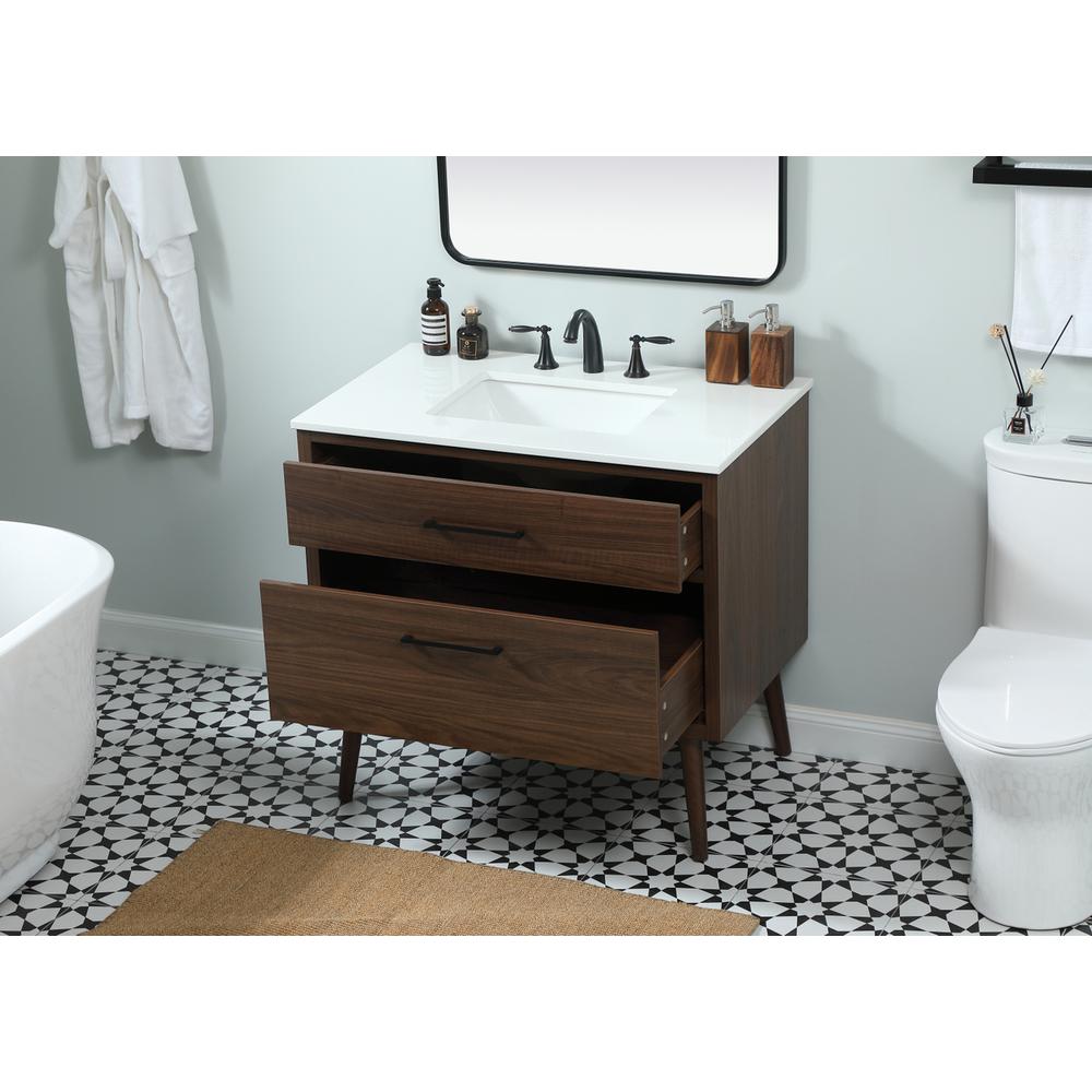 36 inch Single bathroom vanity in walnut. Picture 3