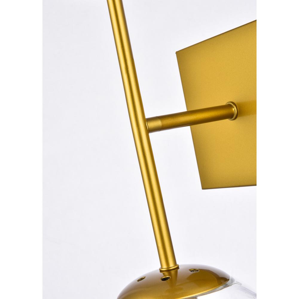 Neri 2 lights brass and clear glass wall sconce. Picture 5