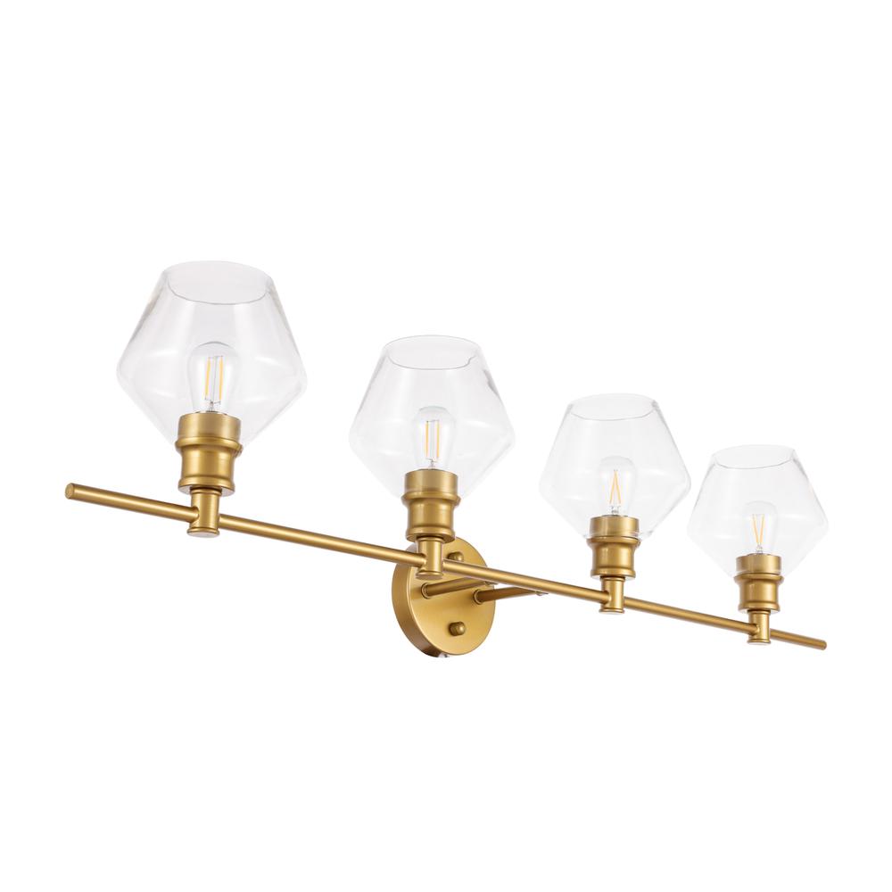 Gene 4 light Brass and Clear glass Wall sconce. Picture 8