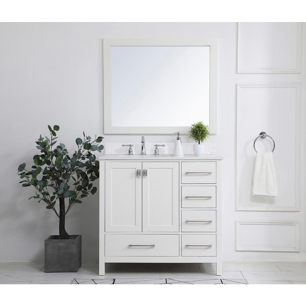 36 inch Single Bathroom Vanity in White with Backsplash. Picture 4