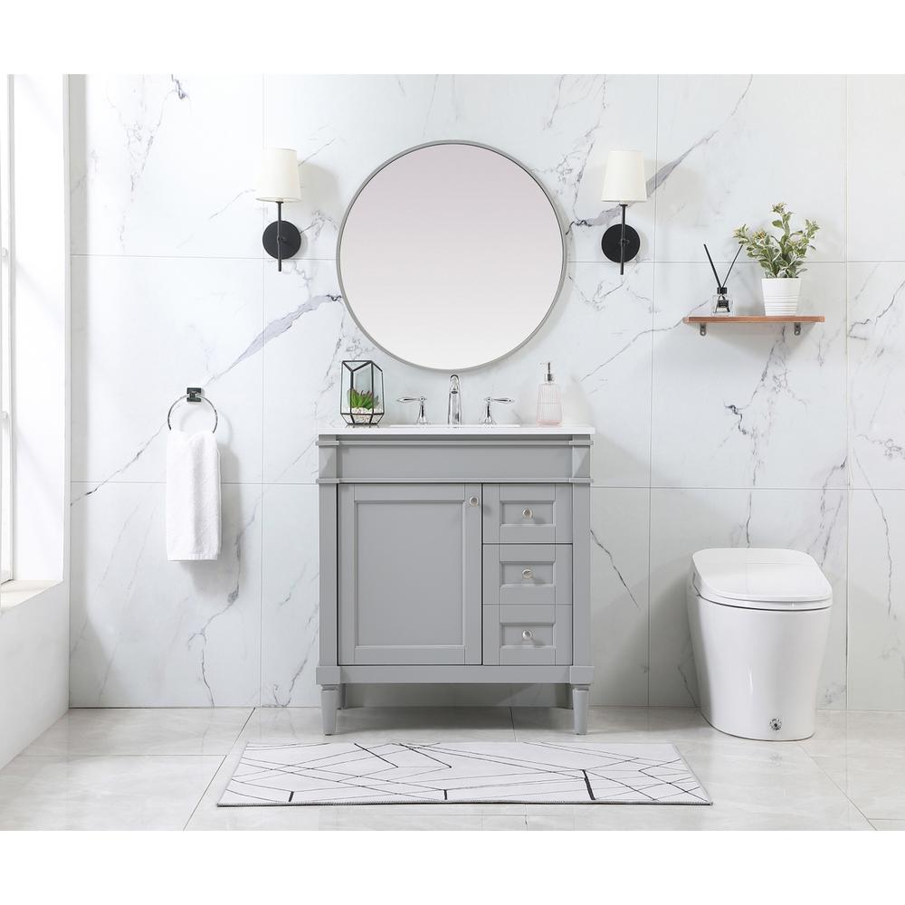 32 inch Single bathroom vanity in grey. Picture 4