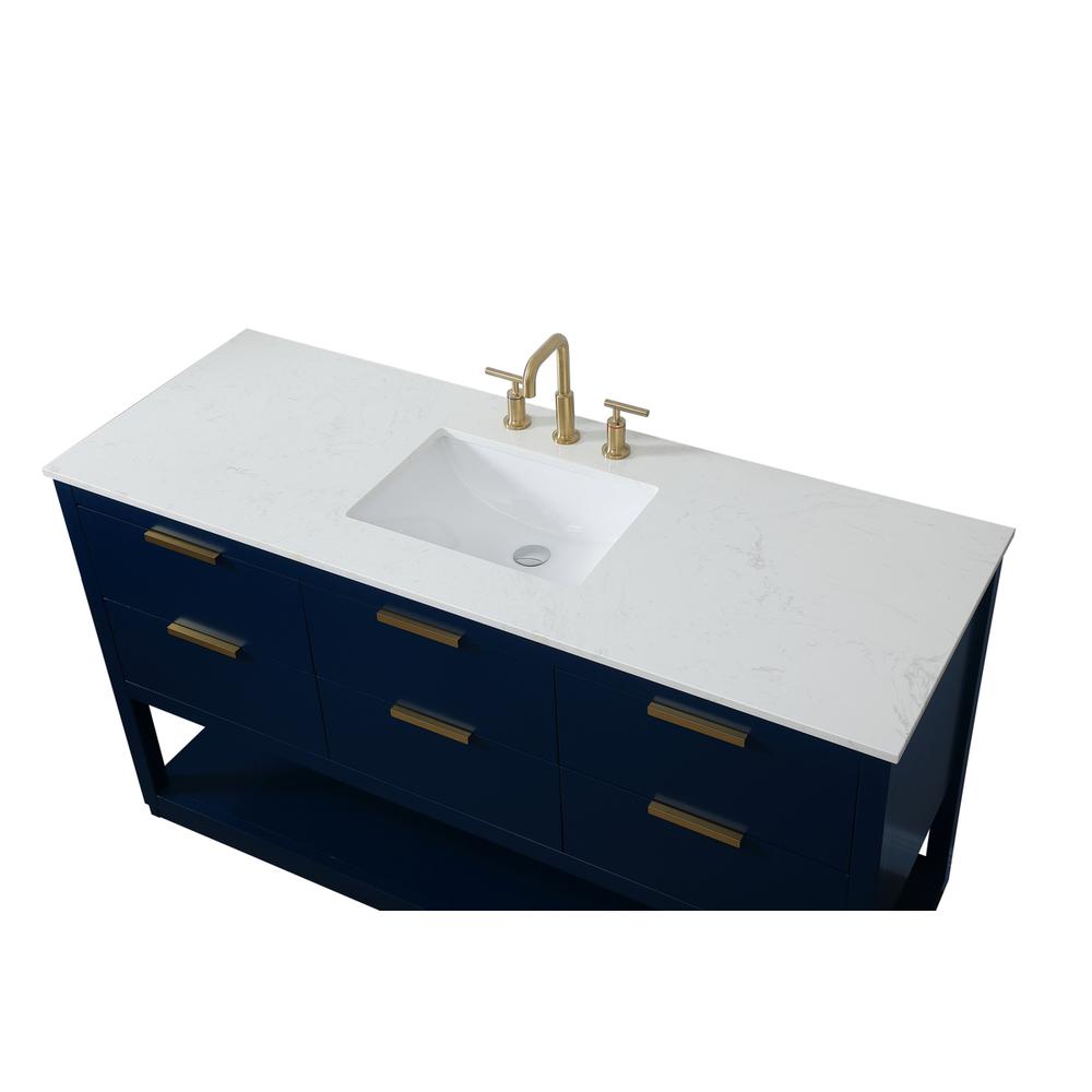 60 inch Single bathroom vanity in blue. Picture 10