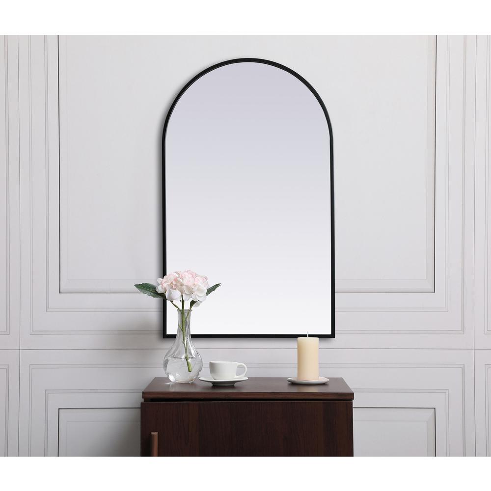 Metal Frame Arch Mirror 22x36 Inch in Black. Picture 3