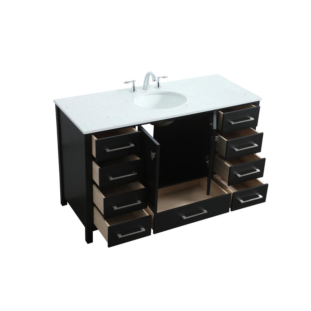 54 Inch SIngle Bathroom Vanity In Black. Picture 9