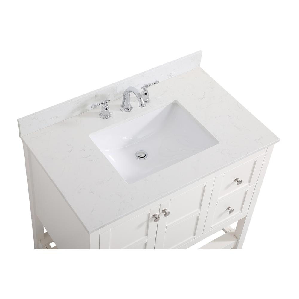 36 inch Single Bathroom Vanity in White with Backsplash. Picture 10