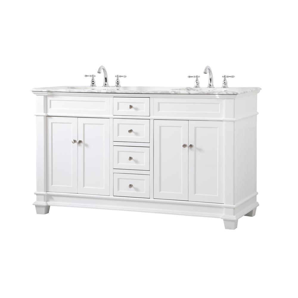 60 inch Double Bathroom Vanity set in White. Picture 7