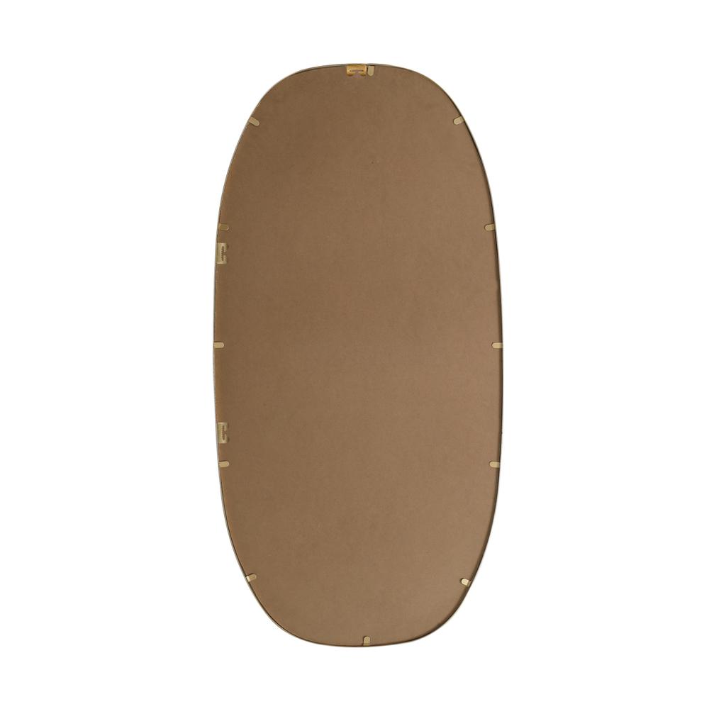 Metal Frame Oval Mirror 24x48 Inch in Brass. Picture 10