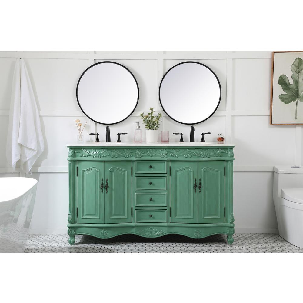 60 inch double Bathroom vanity in vintage mint. Picture 4