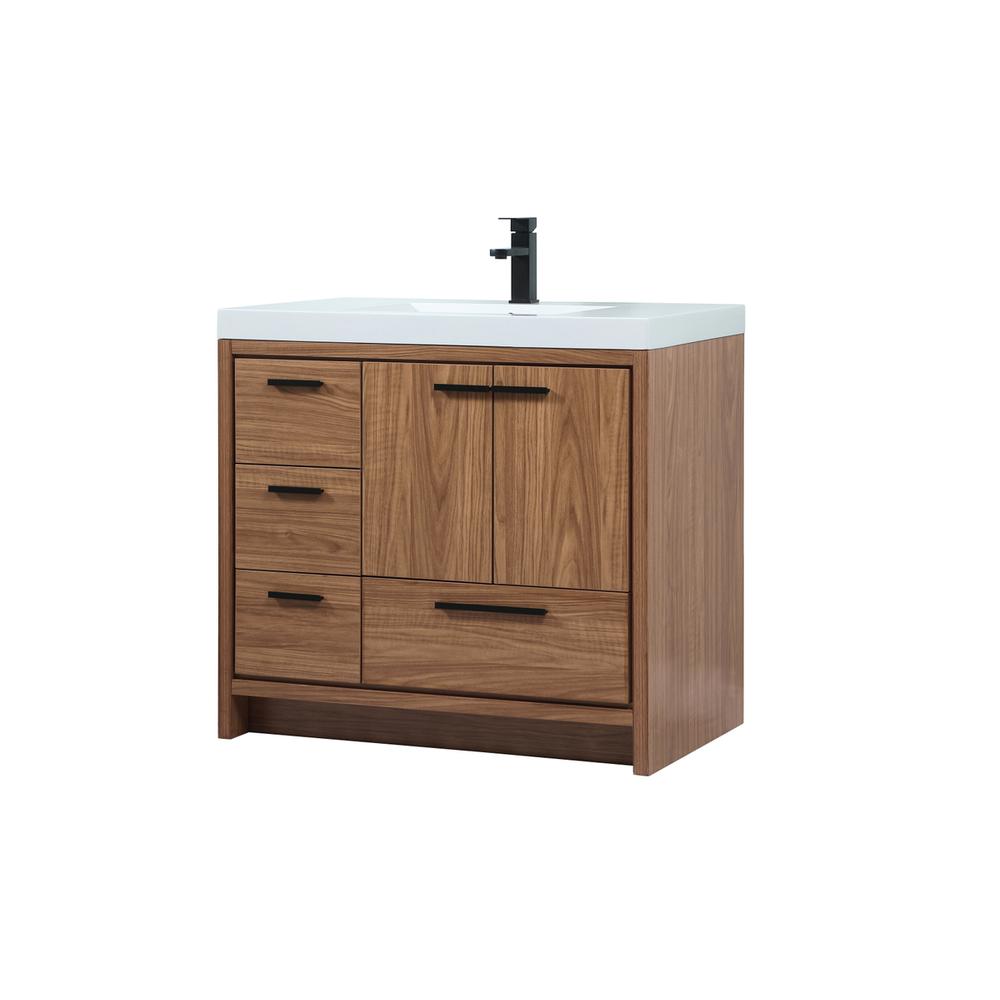 36 inch Single bathroom vanity in walnut brown. Picture 7