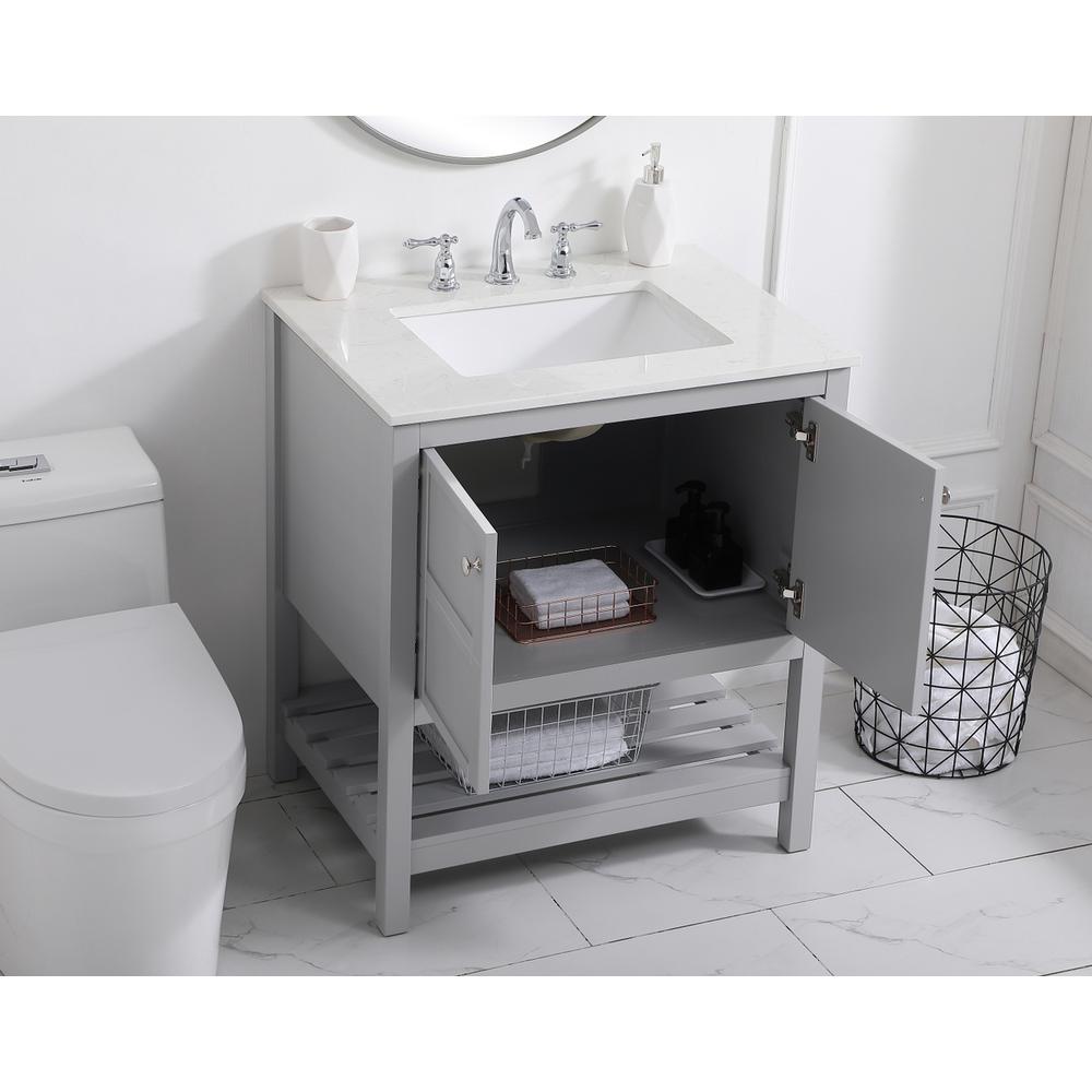 30 inch Single Bathroom Vanity in Gray. Picture 3