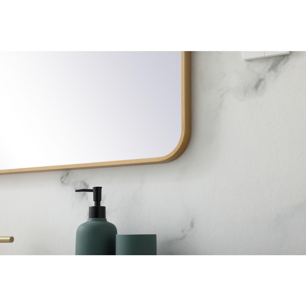 Soft corner metal rectangular mirror 30x40 inch in Brass. Picture 4
