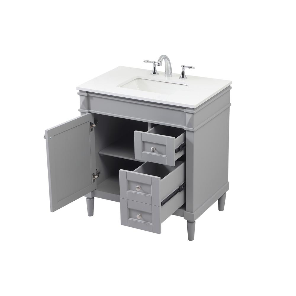 32 inch Single bathroom vanity in grey. Picture 9