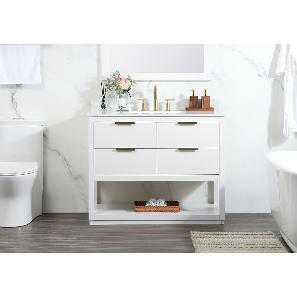 42 inch Single bathroom vanity in white with backsplash. Picture 14