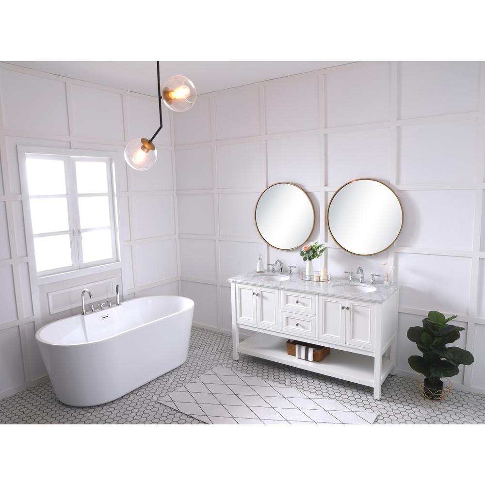 60 in. double sink bathroom vanity set in White. Picture 11