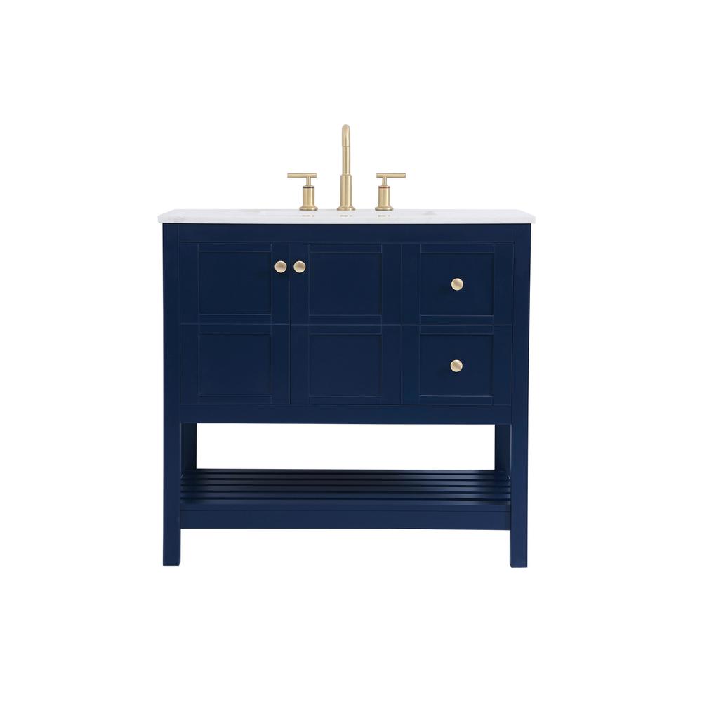36 inch Single Bathroom Vanity in Blue. Picture 1