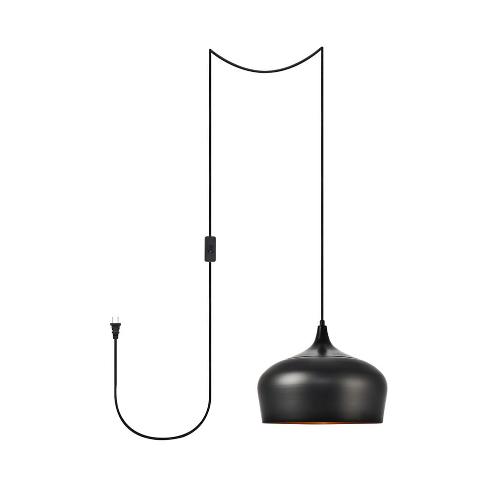 Nora 1 Light Black plug-in pendant. Picture 1