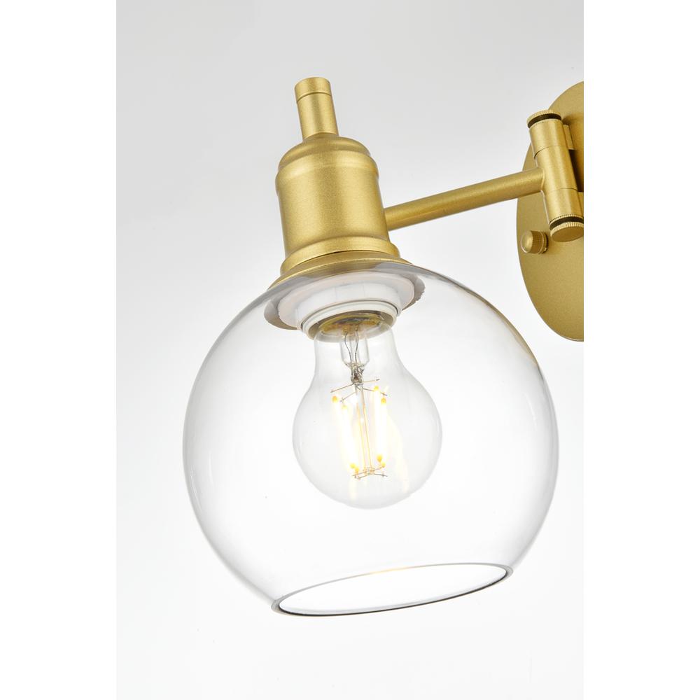 Caspian 1 light Brass and Clear swing arm plug in wall sconce. Picture 3