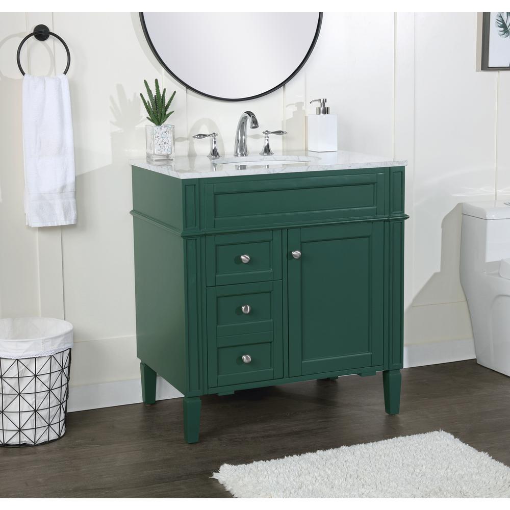 32 inch Single bathroom vanity in green. Picture 2