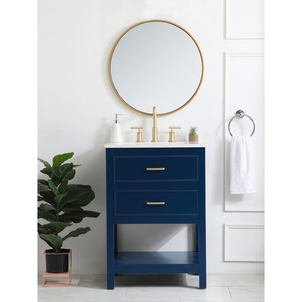 24 inch Single Bathroom Vanity in Blue. Picture 6