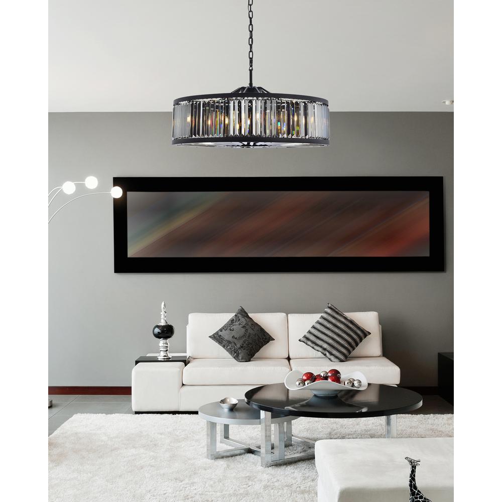 Chelsea 10 light Matte Black Chandelier Silver Shade (Grey) Royal Cut Crystal. Picture 8