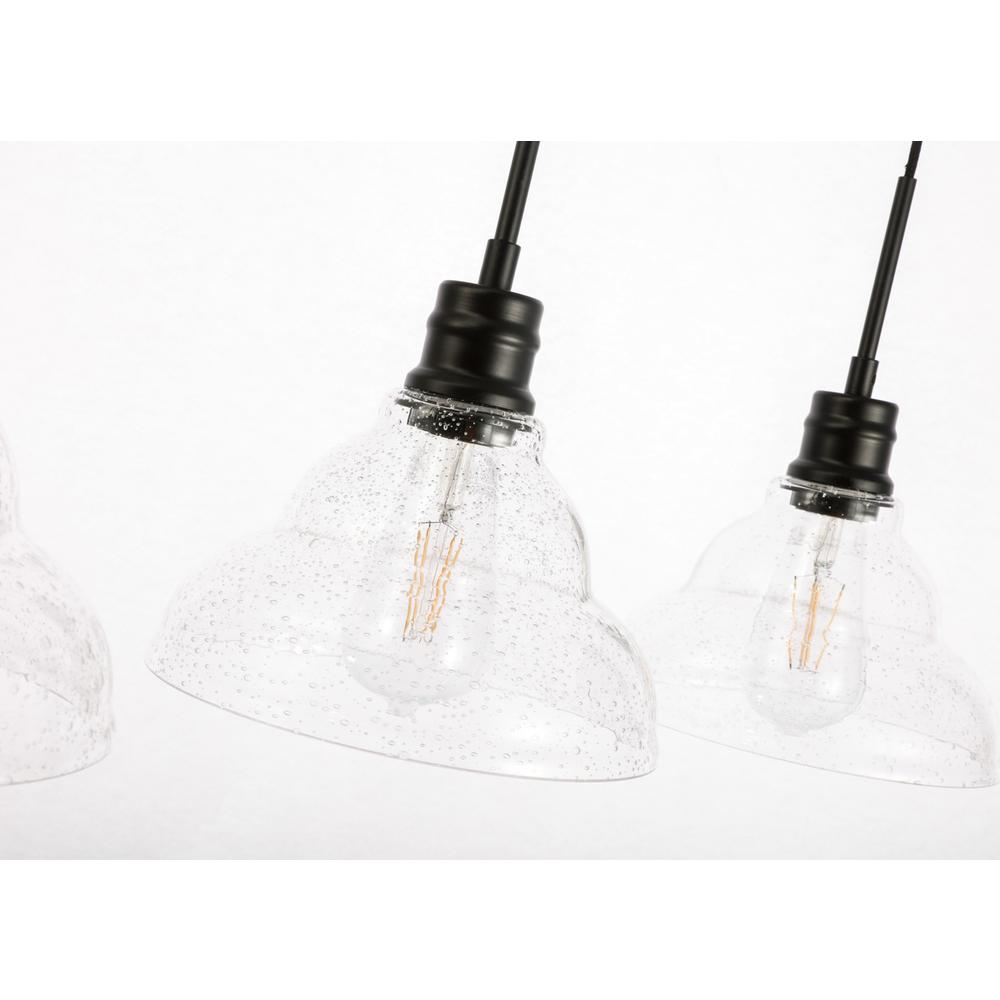 Clive 3 light Black and Clear seeded glass pendant. Picture 9